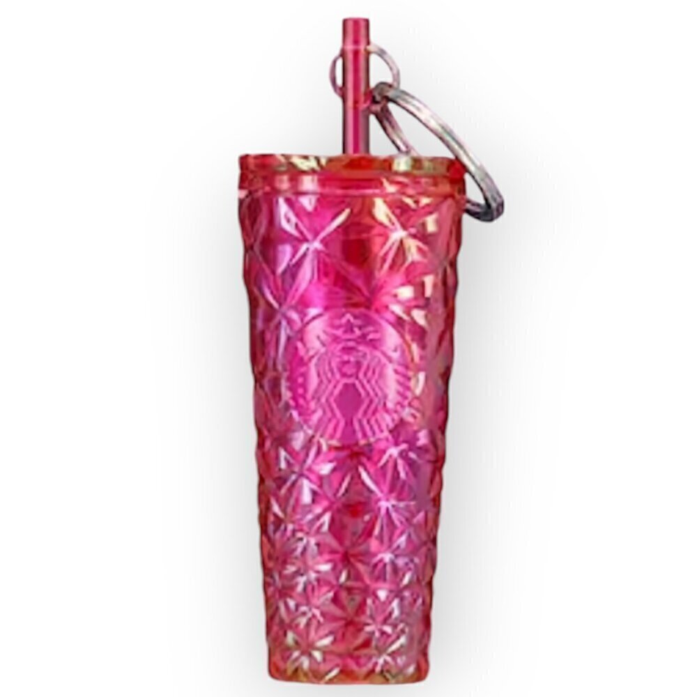 Starbucks Fuchsia Prism Cold Cup Keychain Summer 2024 Rare HTF Collectible NWT